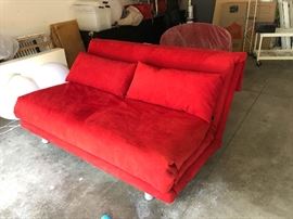 Ligne Roset - Multy couch (sofa, bed, lounge chair) - red suede - excellent condition.