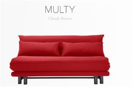 Ligne Roset - Multy couch (sofa, bed, lounge chair) - red suede - excellent condition.