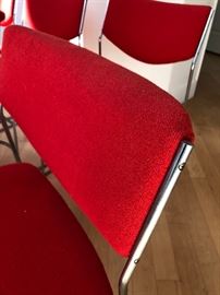 Red mid century chairs - 7 newly reupholstered