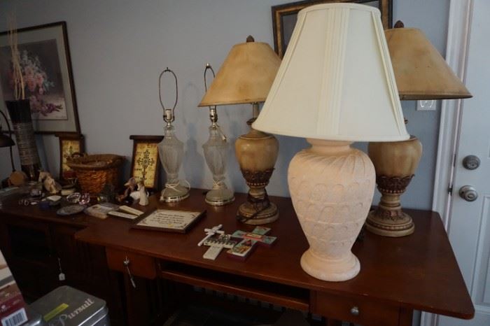 Several Large Lamps and Desk