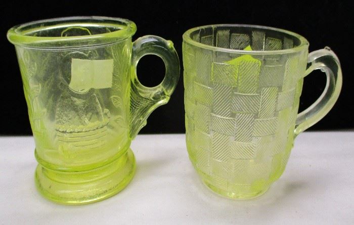 TWO VASELINE GLASS BABY CUPS
