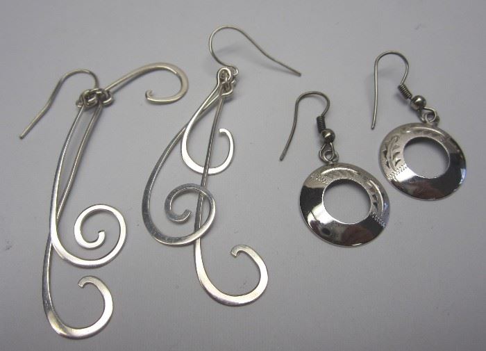 PAIR OF STERLING DANGLE EARRINGS AND A PAIR MARKED CFC ST
