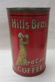 ANTIQUE HILLS BROTHERS COFFEE TIN, NO LID
