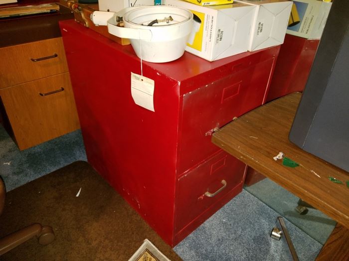 red file cabinet
