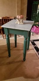 Artisan Handmade Bakers Table with Vermont Marble