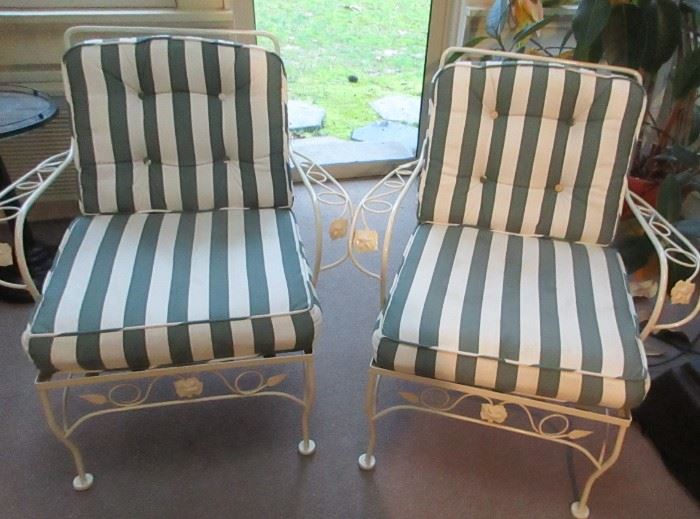 white metal patio chairs (never outside)