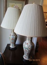 pair Asian motif lamps