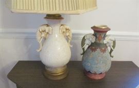 elephant head lamp and vase