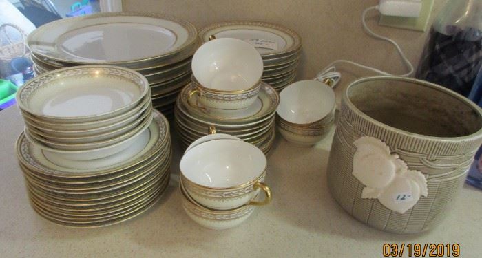 vintage porcelain white dishes gold trim