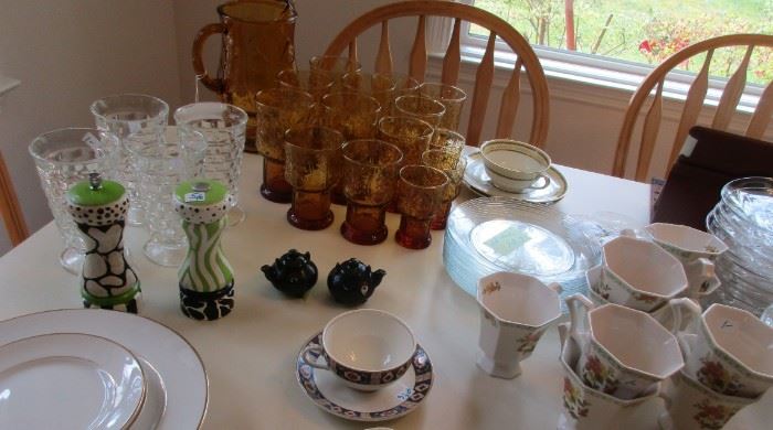 vintage glasses and dishes