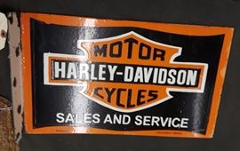 Porcelain Harley-Davidson double sided flange