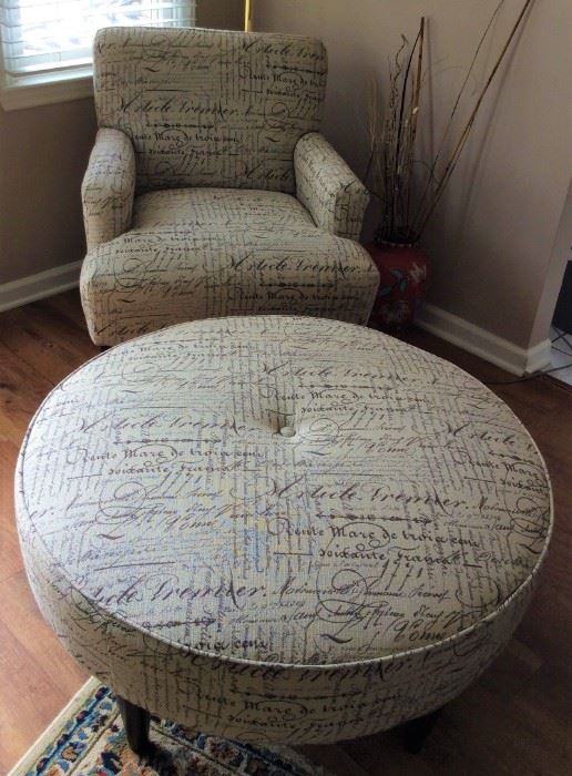 Practically new side chair with matching oversized ottoman.