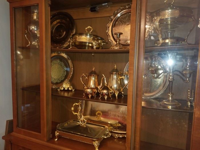 Gold plated serving pieces, coffee set....