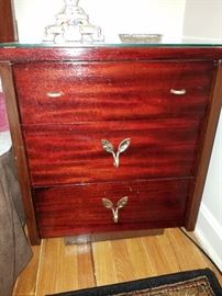 One of a pair of nightstands, mahogany midcentury