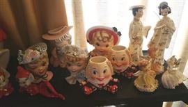Head vases, Humpty Dumpty planters, Lefton angel figurines
