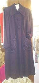 Great coat, lousy picture.  It's actually deep blue. 1940s. Beaded pockets