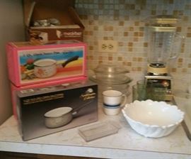 Not this blurry in real life -- some pots, pans, and small appliances are still boxed.