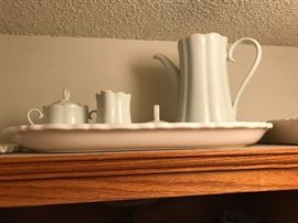 Chocolate / Coffee pot set with cream, sugar and serving tray