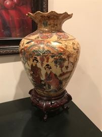 Asian hand painted, porcelain vase with lovely detail