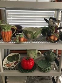 Wonderful selection of vintage, hand crafted vegatable serving items 