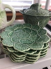 Set of vintage Bordallo lettuce leaf plates