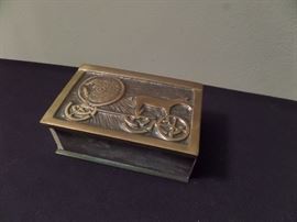 antique brass matchbox