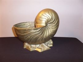 heavy brass nautilus shell