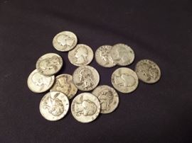 silver quarters - 1930's, 1940's