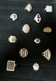 sterling silver rings w/ diamonds