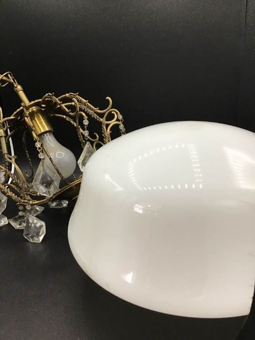 Brass & Crystal Chandelier and Vintage Ceiling Globe    https://ctbids.com/#!/description/share/108190