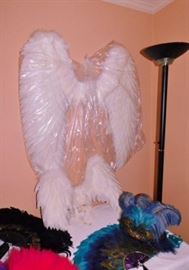 Angel wings, feather fans and hats