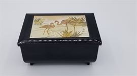 jewelry box with flamingos