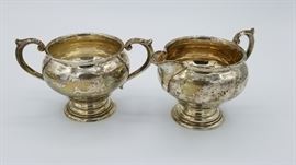 Sterling cream and sugar serving set