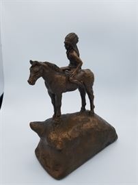 Native American bronze statue