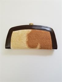 Pony hair brown leather wallet/clutch