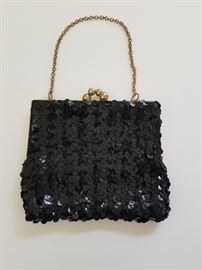 Black sequined handbag