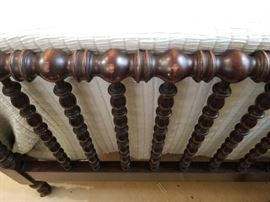 Vintage hardwood full size bed and bedding