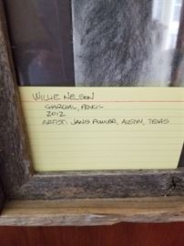 Willie Nelson charcoal/pencil drawing by Janis Fowler, 2012