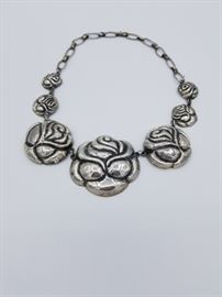 Two identical large Mexican sterling necklaces