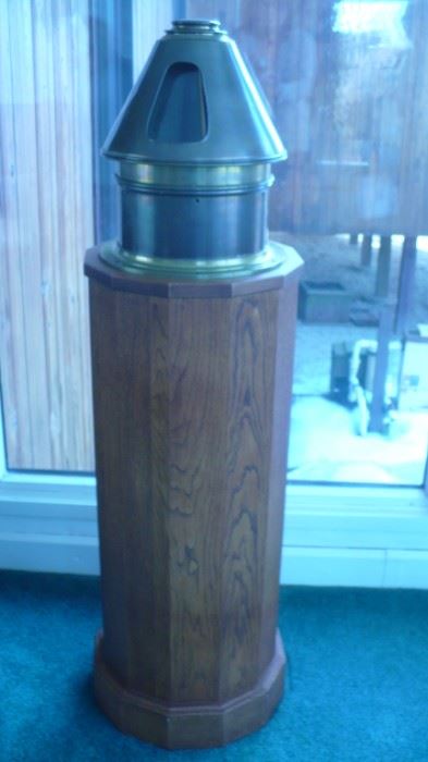 SHIPS COMPASS MOUNTED ON OAK PEDESTAL ,BOSTON.  UNCLE WAS IN THE  NAVY AND BROUGHT THIS COMPASS HOME