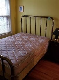 #15 full brass bed frame w mattress   $175.00