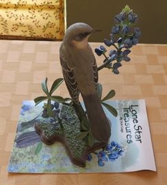 Bob Guge Texas mockingbird with bluebonnets