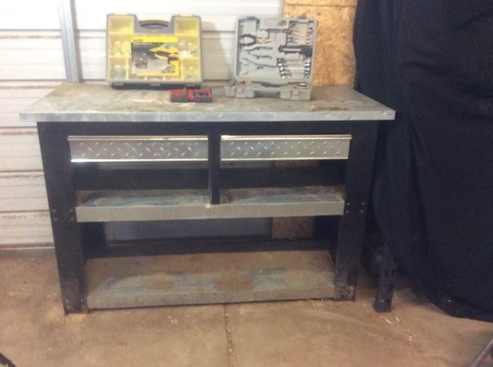 Metal Work Bench with Storage