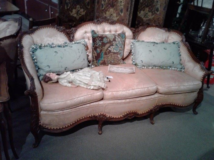 Gorgeous sofa damask fabrick  and matching arm chair