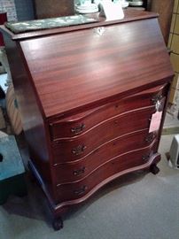 drop front desk with serpentine front  Chippendale Style in beautiful condition