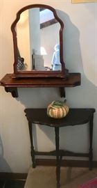 Antique Demi table and pedestal shaving mirror