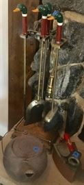 Antique Simple iron,
Antique wrought iron kettle
Mallard duck fireplace set