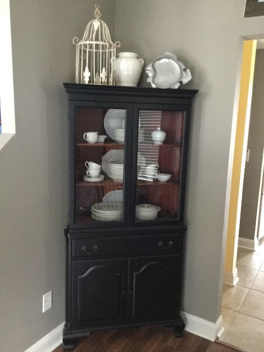Solid wood black corner cabinet