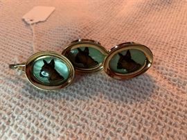 1940's Bull Dog Cufflinks and Tie Bar