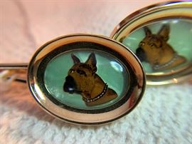 1940's Bull Dog Cufflinks and Tie Bar